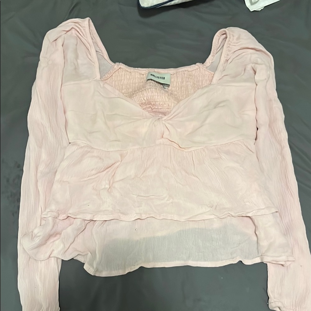 Hollister Pink Ruffled Smocked Blouse